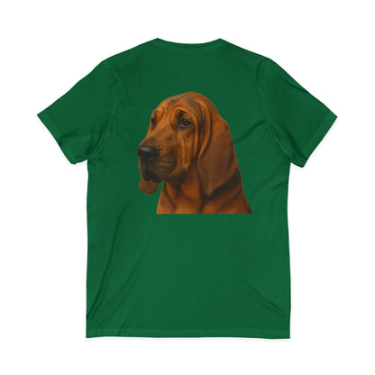 Bloodhound Head Unisex Short Sleeve V-Neck Tee