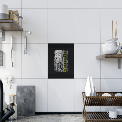 Thin Yellow Line Ceramic Photo Tile