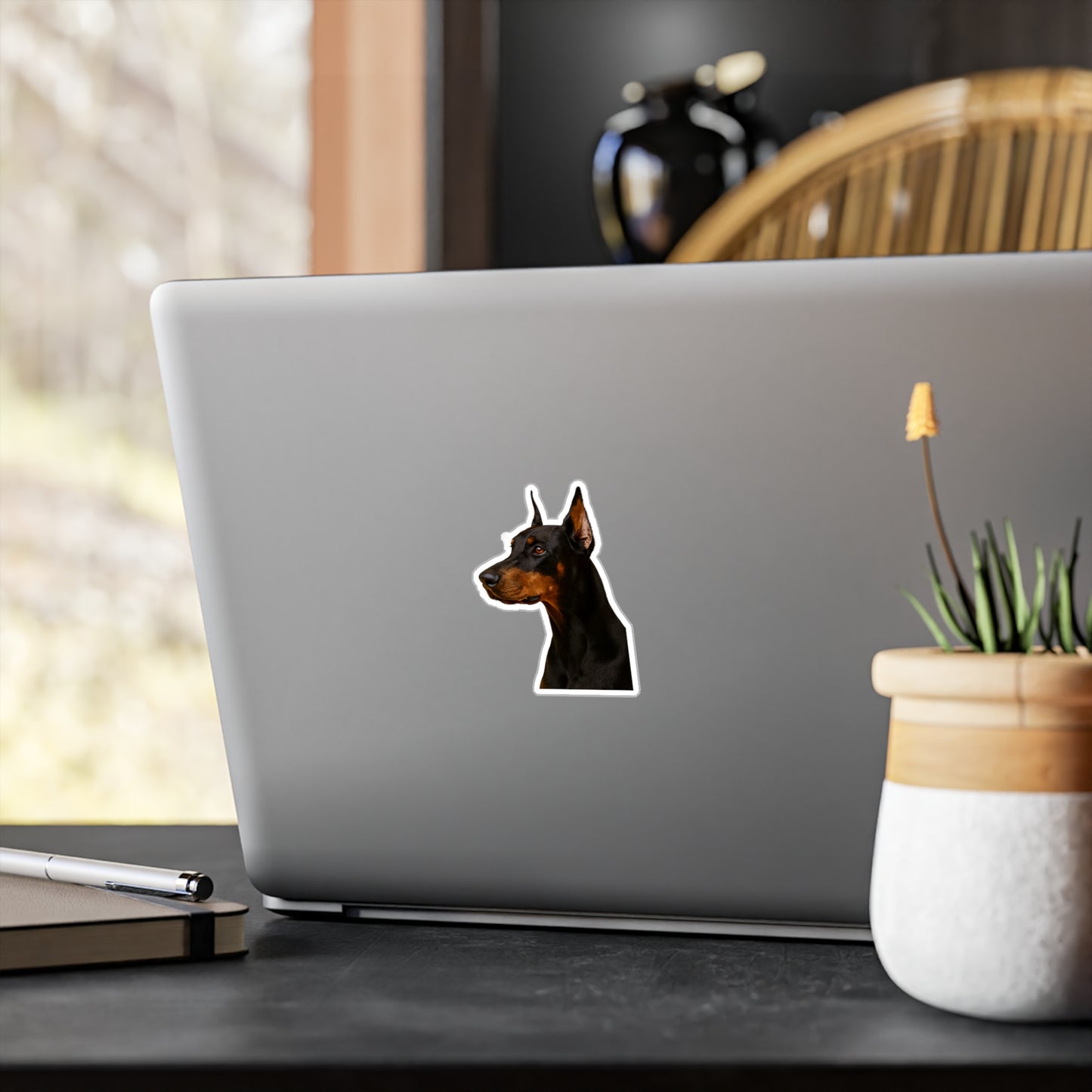 Doberman Head Vinyl Decal
