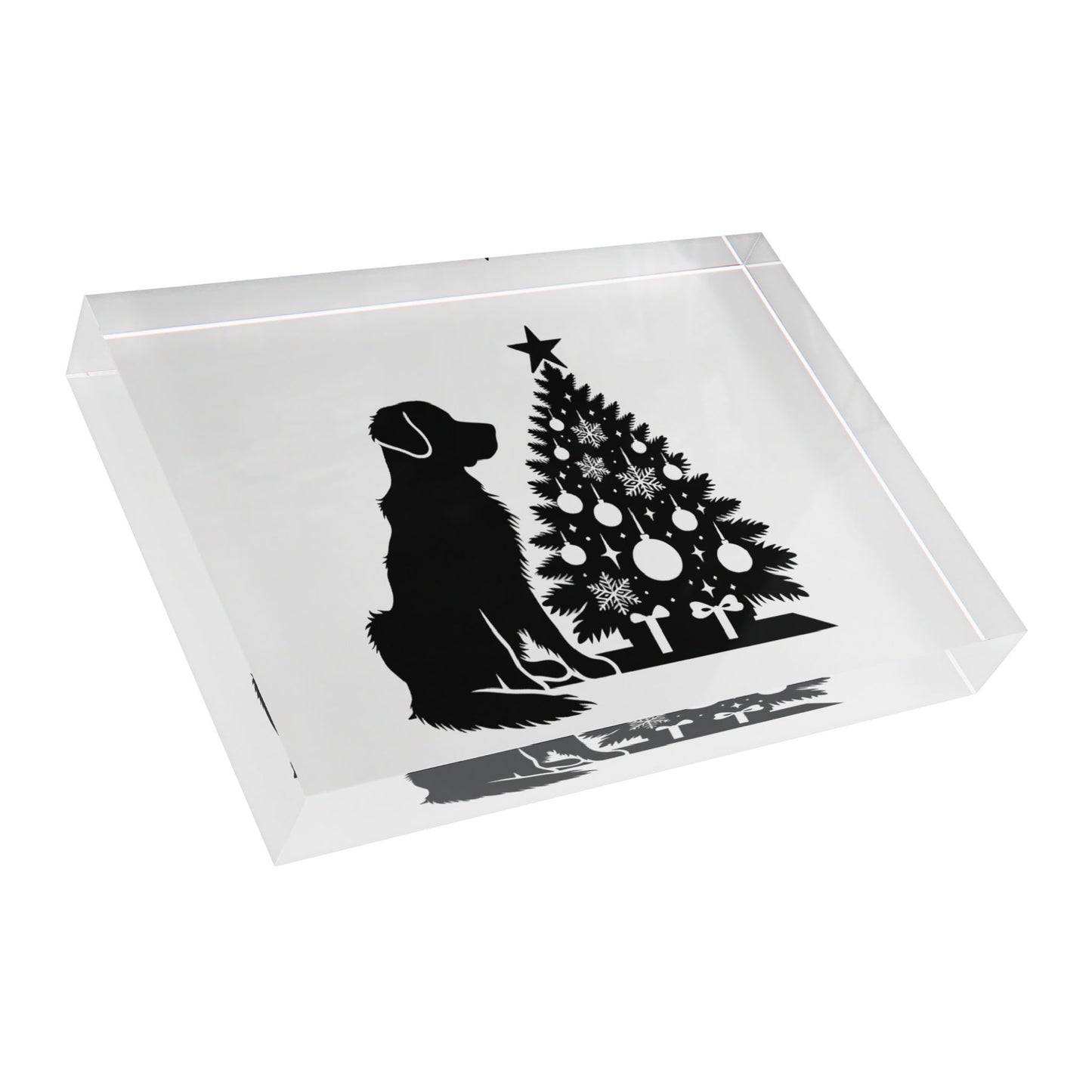 Golden Christmas Tree Acrylic Photo Block