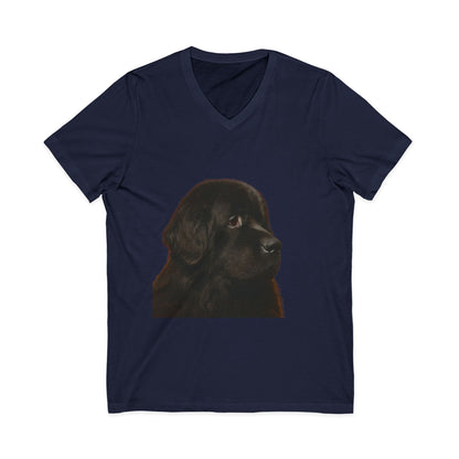 Newfie Head Unisex Short Sleeve V-Neck Tee
