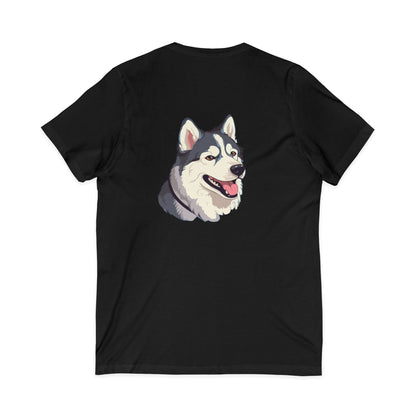 Malamute Head Unisex Short Sleeve V-Neck Tee