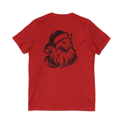 Santa Paws Cat Unisex Short Sleeve V-Neck Tee