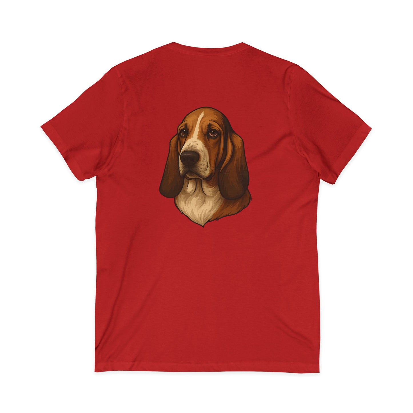 Basset Hound Head Unisex Short Sleeve V-Neck Tee