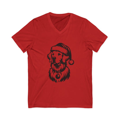 Santa Paws Golden Unisex Short Sleeve V-Neck Tee