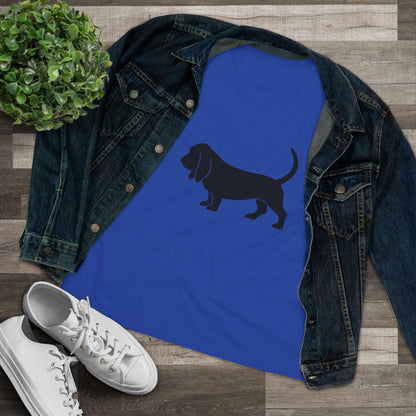 Basset Hound Silhouette Women's Short Sleeve Crewneck Tee
