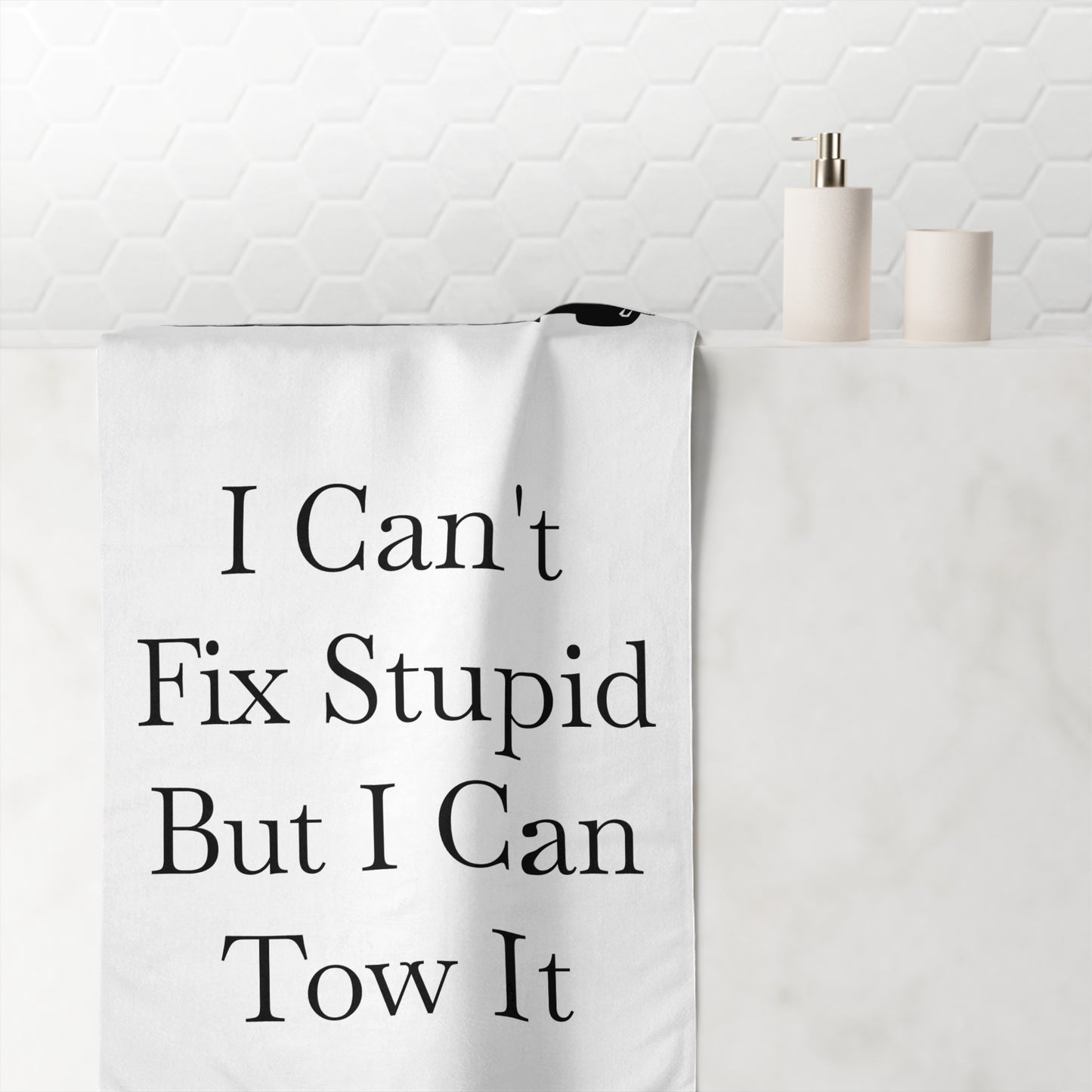 I Can't Fix Stupid Heavy Tow Truck Mink-Cotton  Beach Towel