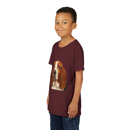 Basset Head Youth Unisex Short Sleeve Crewneck Tee