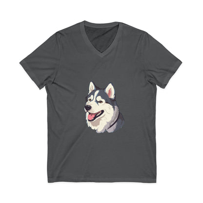 Malamute Head Unisex Short Sleeve V-Neck Tee
