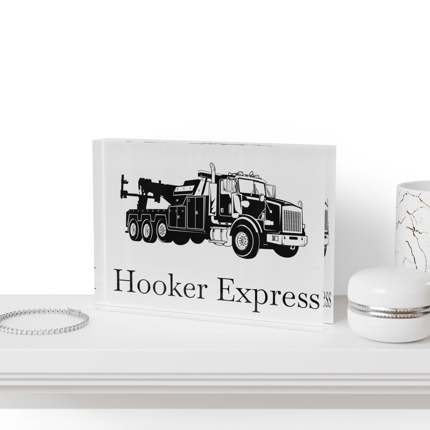 H**ker Express Heavy Tow Truck Acrylic Photo Block