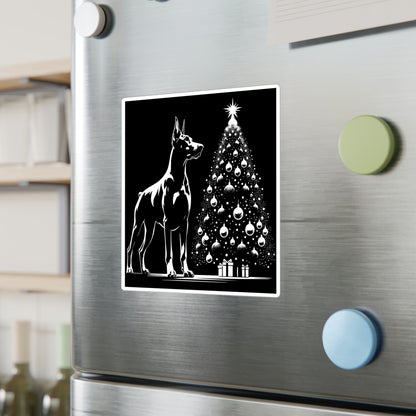 Doberman Christmas Tree Vinyl Decal