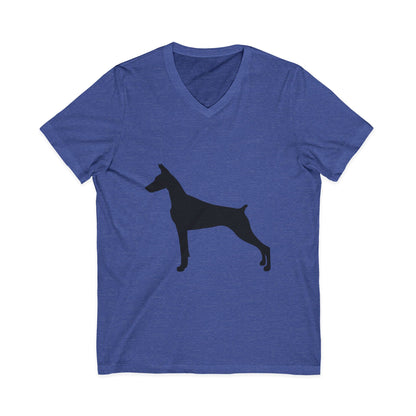 Doberman Silhouette Unisex Short Sleeve V-Neck Tee