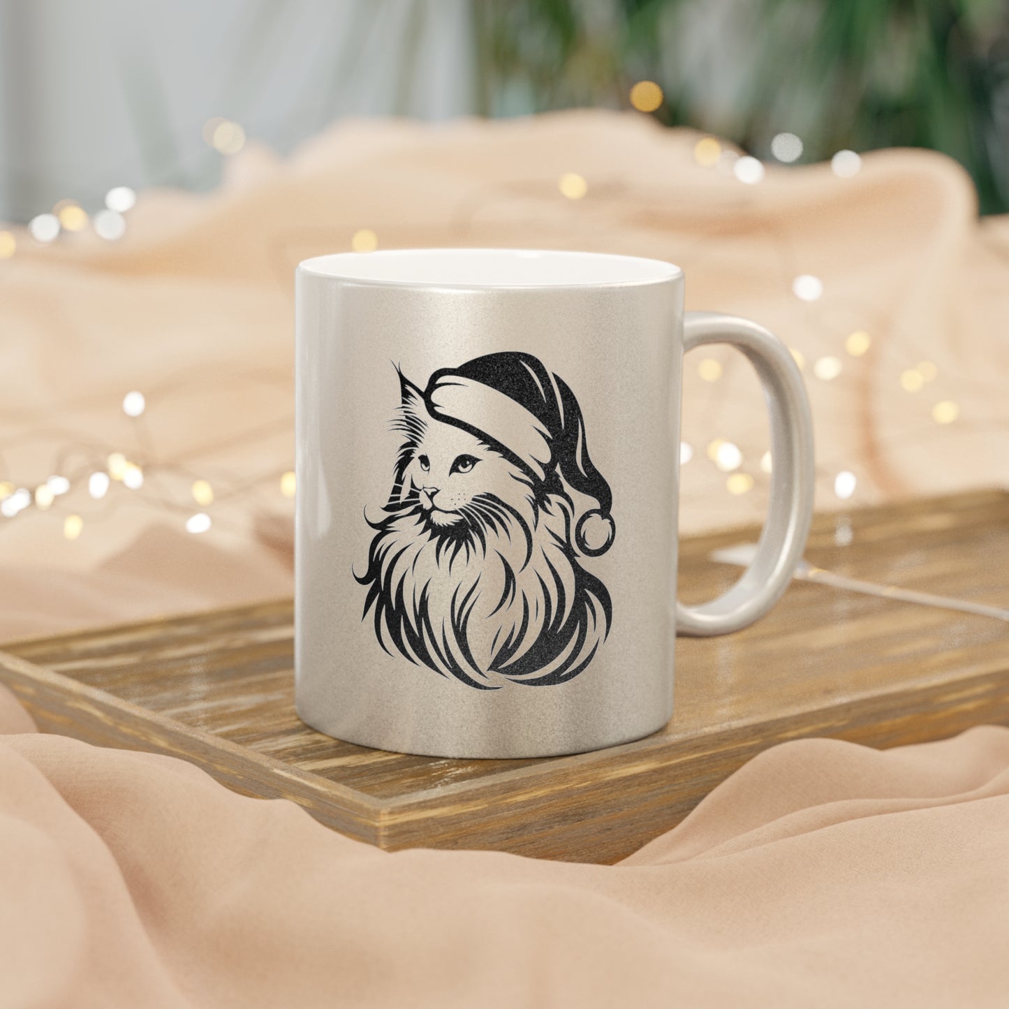 Santa Paws Cat Metallic Coffee Mug