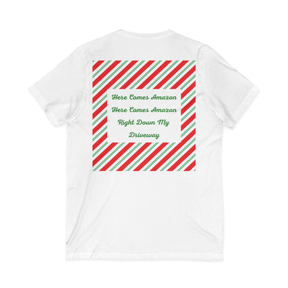 Here Comes Amazon Unisex Short Sleeve V-Neck Tee