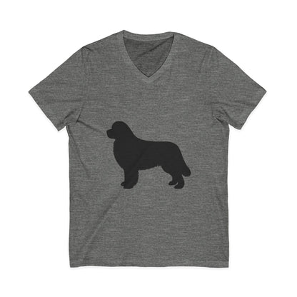 Newfie Silhouette Unisex Short Sleeve V-Neck Tee