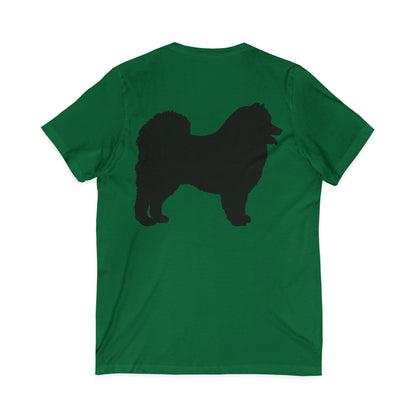 Samoyed Silhouette Unisex Short Sleeve V-Neck Tee