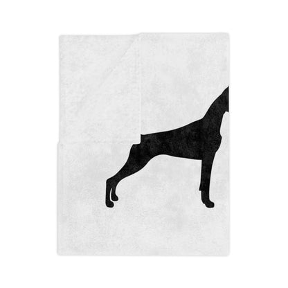 Doberman Silhouette Velveteen Microfiber Blanket