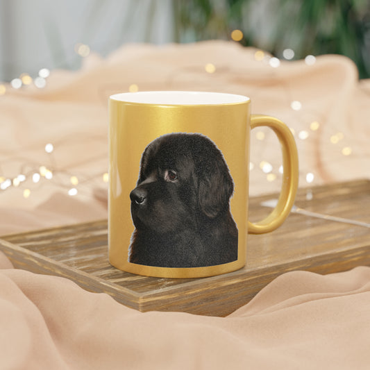 Newfie Head Metallic Coffee Mug