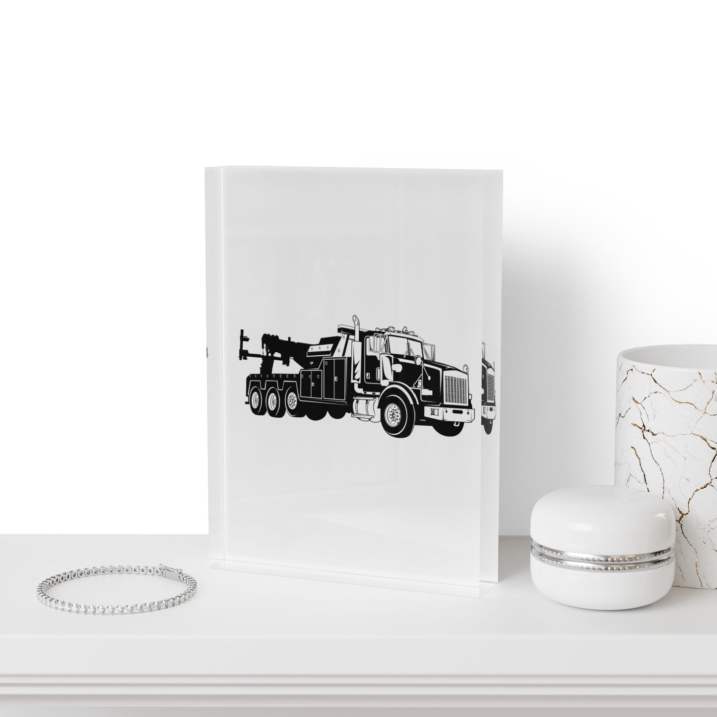 Heavy Tow Truck Acrylic Photo Block