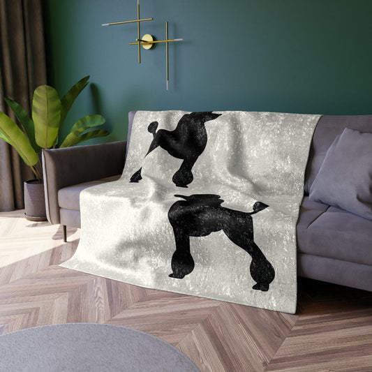 Poodle Silhouette Crushed Velvet Blanket