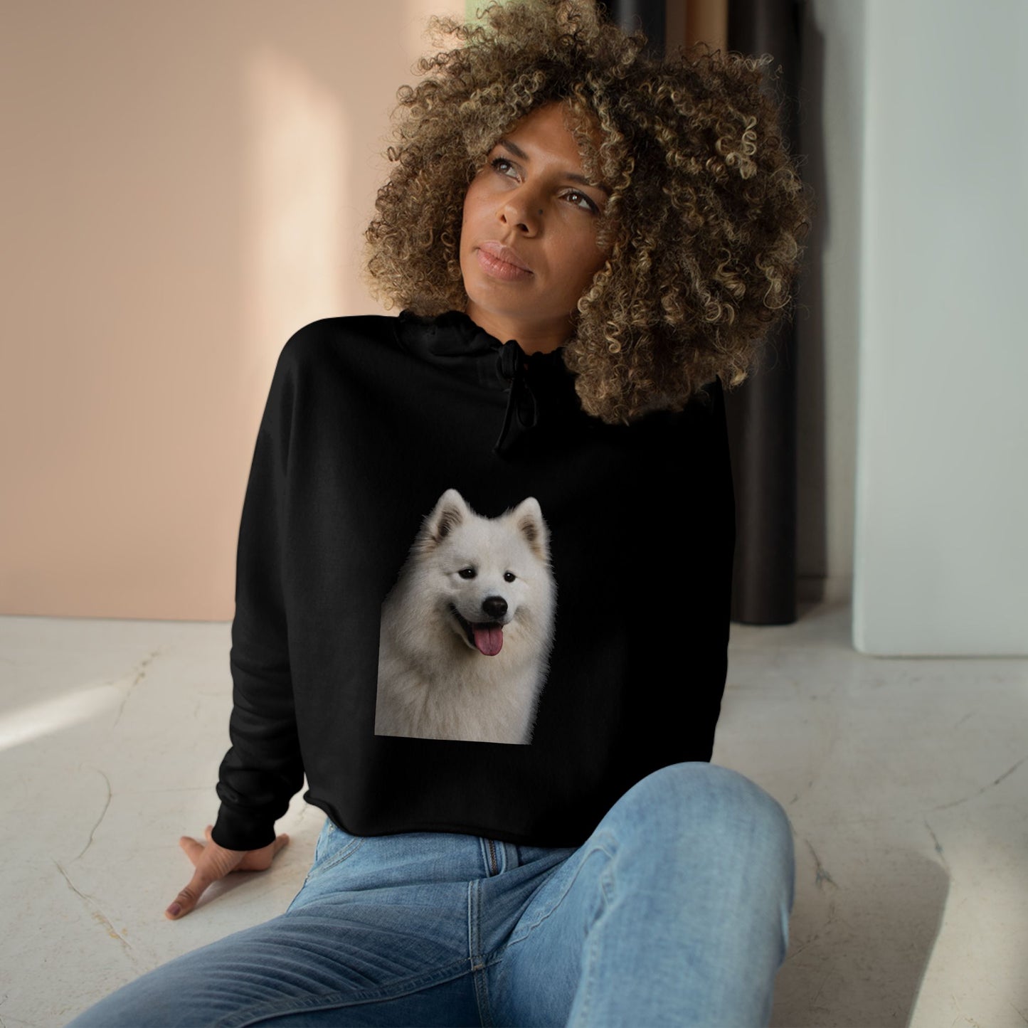 Samoyed Head Women's Crop Hoodie