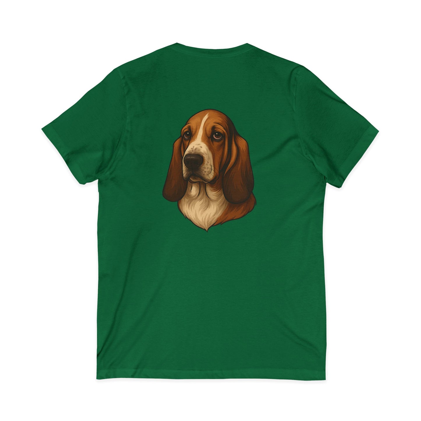 Basset Hound Head Unisex Short Sleeve V-Neck Tee