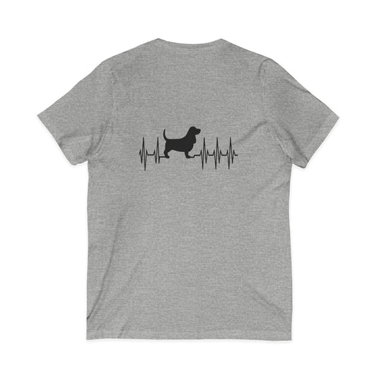 My Heart Beats For Bassets Unisex Short Sleeve V-Neck Tee
