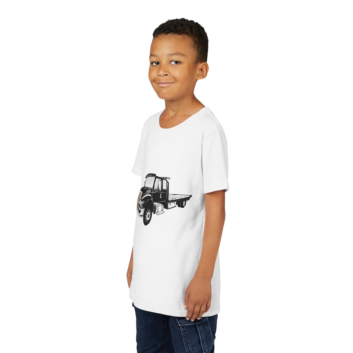 Flatbed Tow Truck Youth Unisex Short Sleeve Crewneck Tee