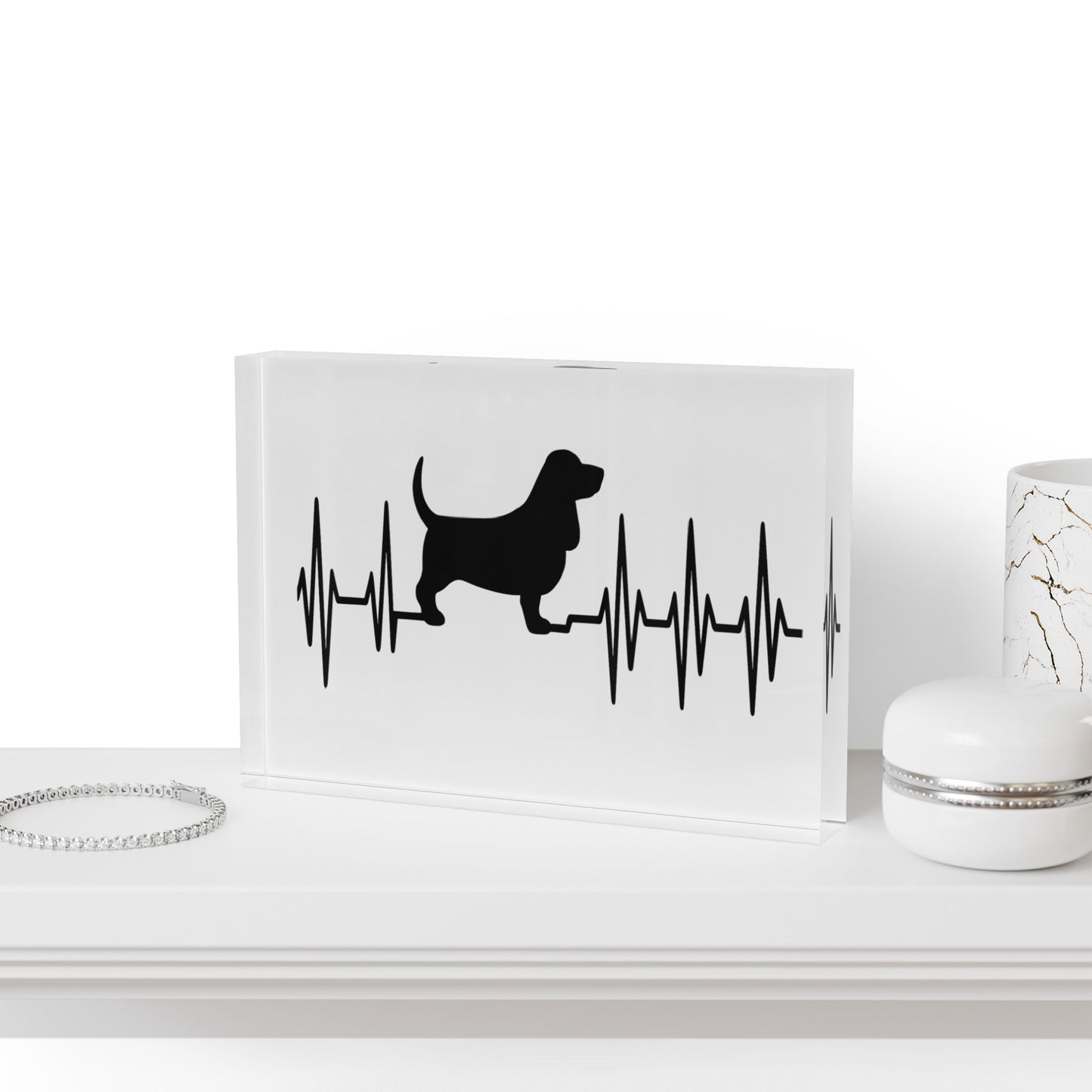 My Heart Beats For Basset Hounds Acrylic Photo Block