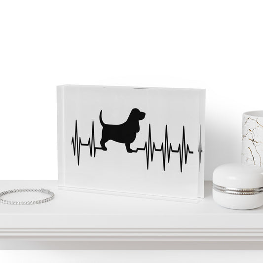 My Heart Beats For Basset Hounds Acrylic Photo Block