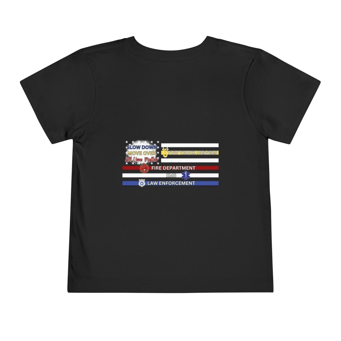 Slow Down Move Over Flag Toddler Unisex Short Sleeve Crewneck Tee