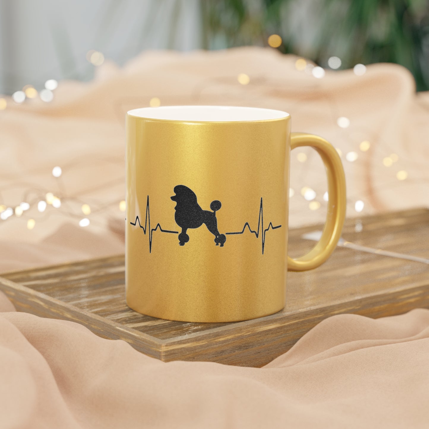 My Heart Beats For Poodles Metallic Coffee Mug
