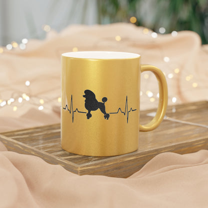 My Heart Beats For Poodles Metallic Coffee Mug