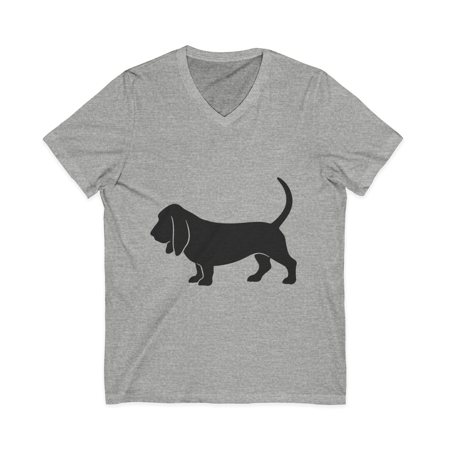 Basset Hound Silhouette Unisex Short Sleeve V-Neck Tee
