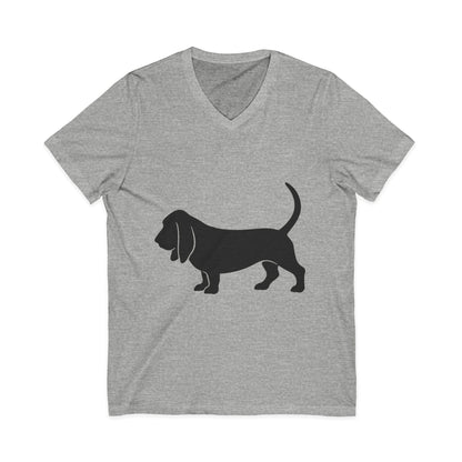 Basset Hound Silhouette Unisex Short Sleeve V-Neck Tee