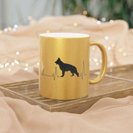 My Heart Beats For German Shepherds Metallic Coffee Mug