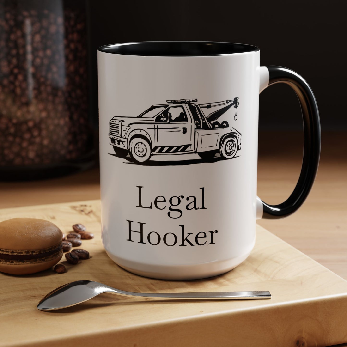 Legal H**ker Wheel Lift Tow Truck 2-Tone Coffee Mug