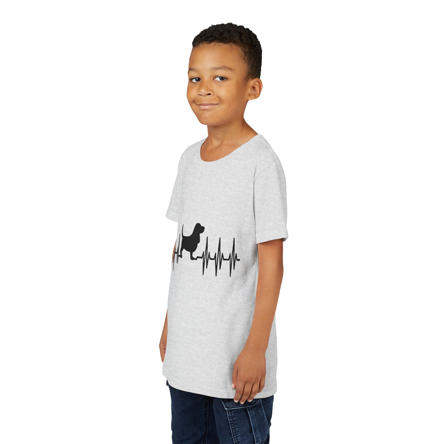 My Heart Beats For Bassets Youth Unisex Short Sleeve Crewneck Tee