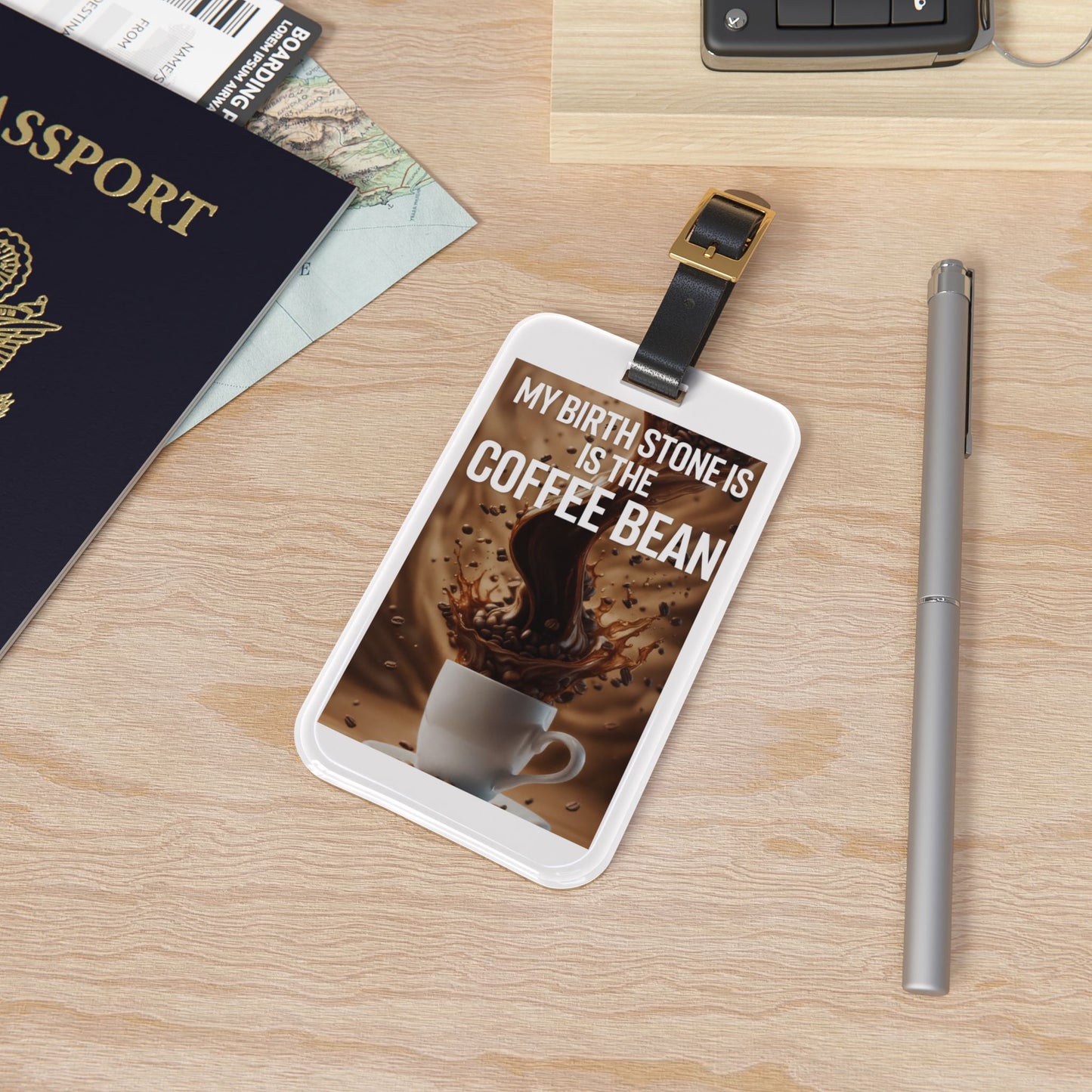 Birth Stone Leather Strap Luggage Tag