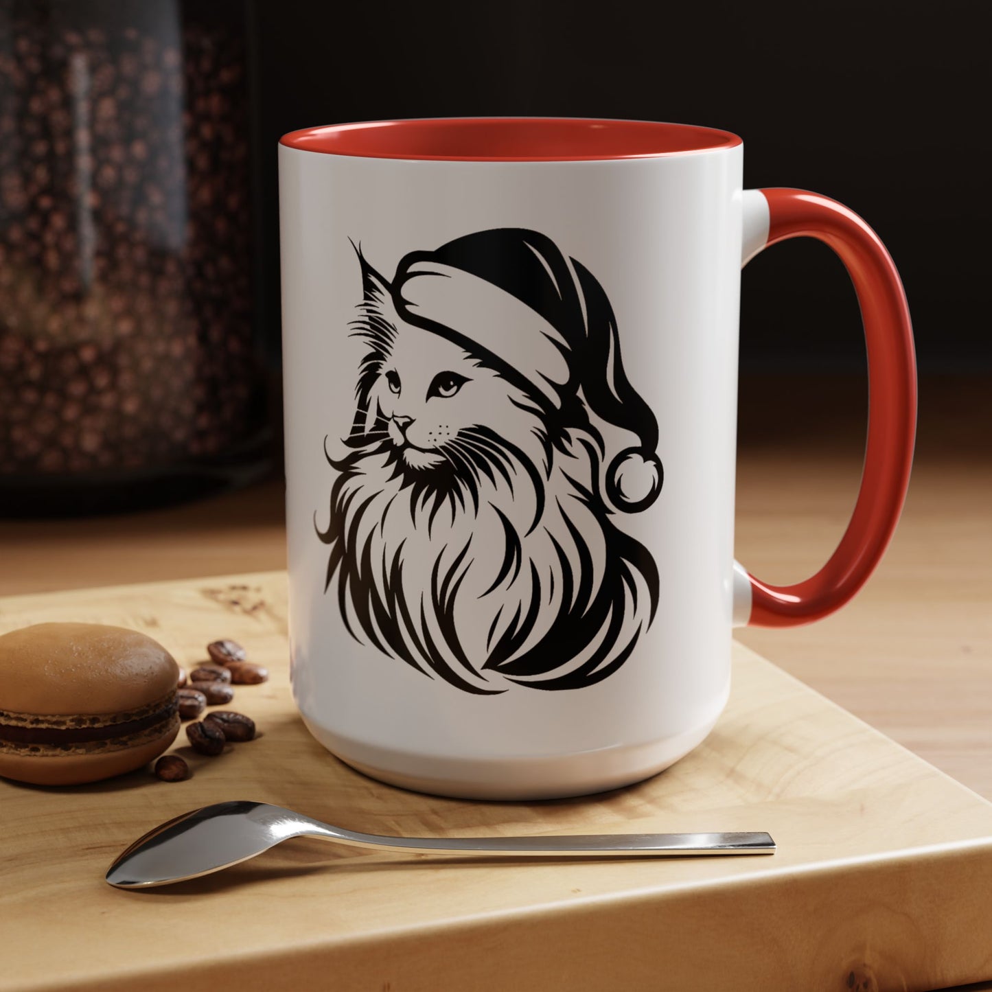 Santa Paws Cat 2-Tone Coffee Mug