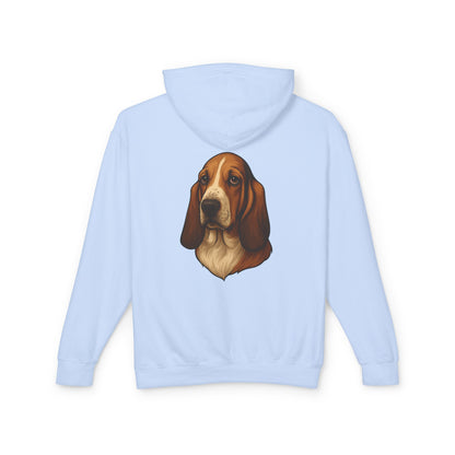 Basset Hound Head Unisex Lightweight Hoodie