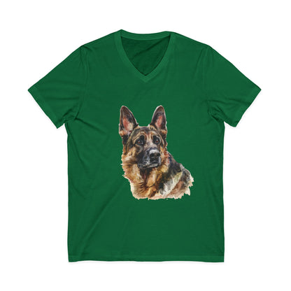 German Shepherd Head Unisex Short Sleeve V-Neck Tee