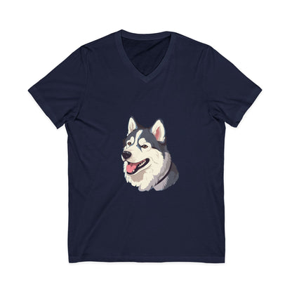 Malamute Head Unisex Short Sleeve V-Neck Tee