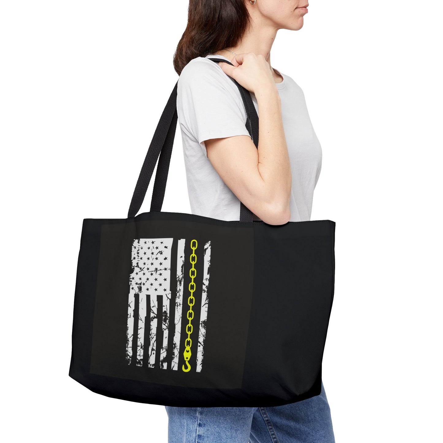 Thin Yellow Line Weekender Tote Bag