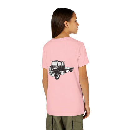 Flatbed Tow Truck Youth Unisex Short Sleeve Crewneck Tee