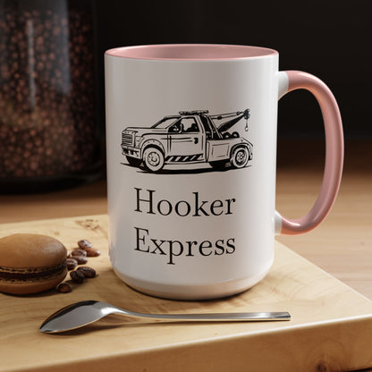 H**ker Express Wheel Lift Tow Truck 2-Tone Coffee Mug