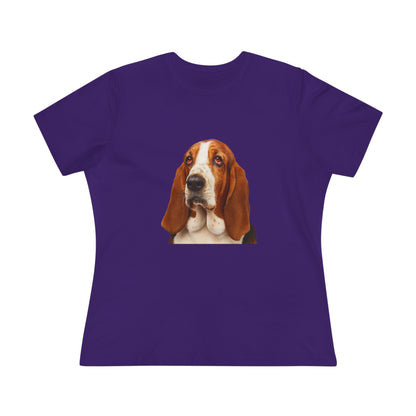 Basset Head Women's Short Sleeve Crewneck Tee
