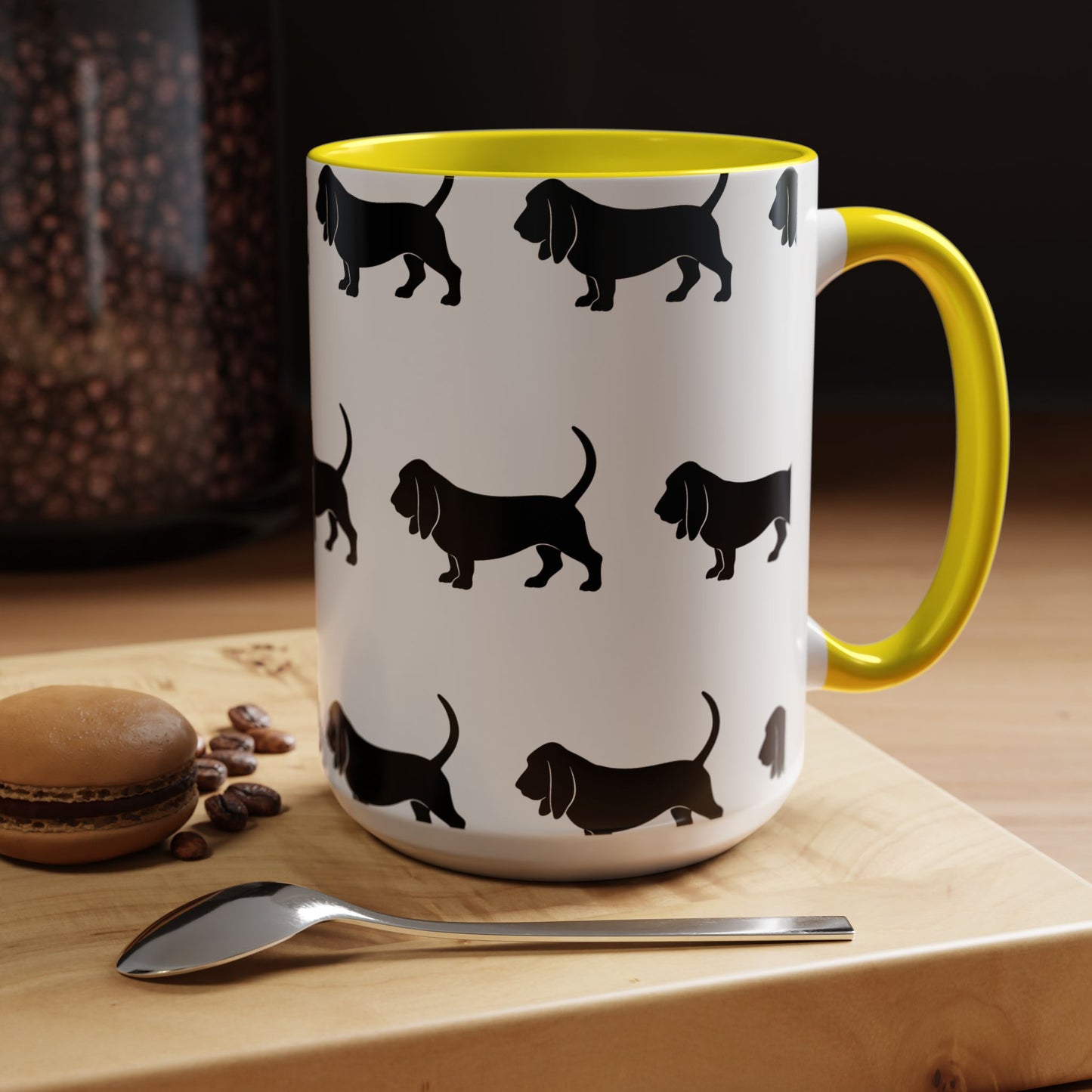Basset Hound Silhouette 2-Tone Coffee Mug