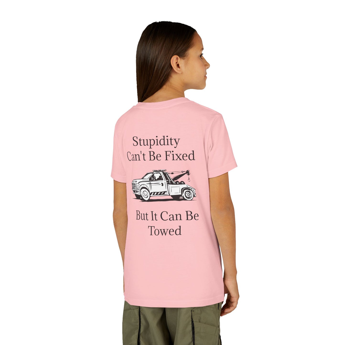Stupidity Wheel Lift Tow Truck Youth Unisex Short Sleeve Crewneck Tee