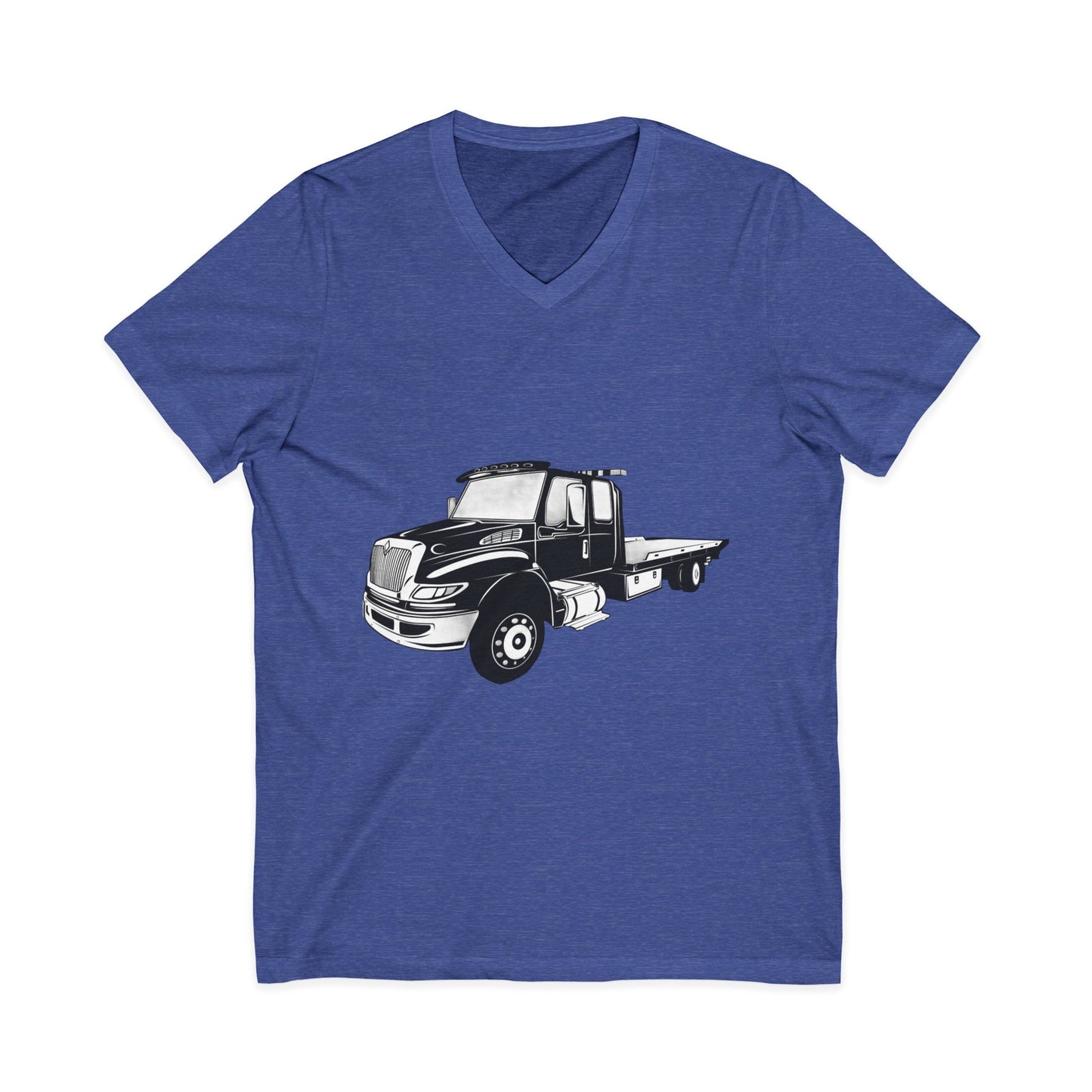 Flatbed Tow Truck Unisex Short Sleeve V-Neck Tee